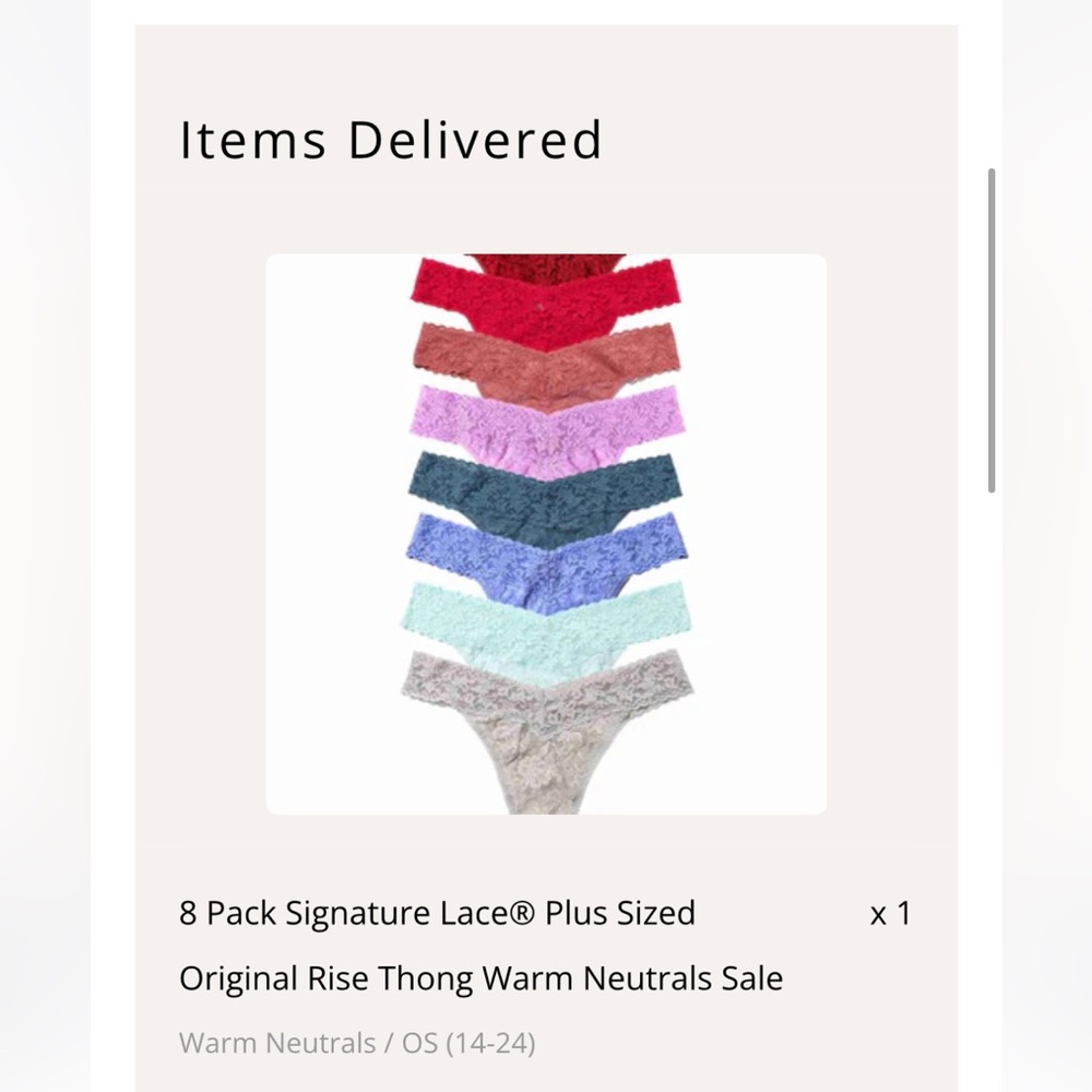 NEW in package Hanky Panky 8 Pack Plus Size Lace Thong Set in Warm Neutrals